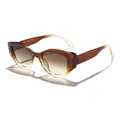 Retro brown gradient cat-eye sunglasses with irregular polygon frames for women and men - Gradient Brown to Clear Frame Brown Lens