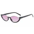 Stylish cat-eye semi-rimless sunglasses with black frames and pink gradient lenses - Black Frame Purple Lens