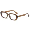 Retro brown rectangular thick-frame glasses in a translucent finish - Anti blue light / Transparent Tea