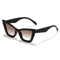 Lunettes de soleil œil de chat surdimensionnées noires avec verres dégradés marron - Style Œil de Chat Oversize (98097) / Monture Noire Verres Marron Dégradé