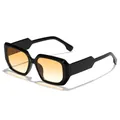 Classic black square wide-frame fashion sunglasses featuring orange gradient lenses - Black Frame Double Yellow Lens