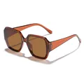 Stylische, quadratische braune Übergroße Sonnenbrille mit UV-Schutz für Damen und Herren - Transparenter Dunkeltee Rahmen Tee Linse