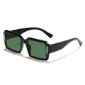 Retro-Sonnenbrille mit quadratischem schwarzem Rahmen und grünen Gläsern für Damen - Schwarzer Rahmen Dunkelgrüne Linse (97165)