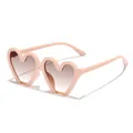 Adorables gafas de sol rosa con forma de corazón para niños para fiestas y protección solar exterior - Estilo de Corazón (61067) / Beige Lentes Marrones