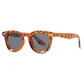 Retro oval frame sunglasses with tortoise shell leopard print and silver rivet accents - Mixed Tortoise Gray Lens