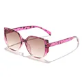 Stylish pink leopard print square frame sunglasses featuring gradient brown lenses - Purple Tortoise Double Brown Lens