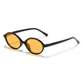 Modieuze retro zonnebril met klein ovaal montuur, zwart frame en gele glazen voor dames - Zwart Montuur Oranje Lens