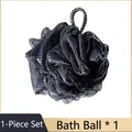 Premium black mesh rose-shaped bath sponge loofah for body exfoliating, 1 piece set - Bath Ball / 1-Piece Set / Black
