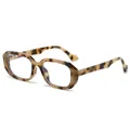 Retro tortoiseshell rectangular eyeglasses frame for men and women, classic leopard pattern. - Anti blue light / Milk Cow Pattern