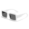 Cyberpunk Sonnenbrille mit weißem eckigem Rahmen und dunklen Gläsern für Outdoor - Weißer Rahmen Graue Linse (97165)