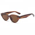 Retro cat-eye zonnebril met schildpadmontuur en bruin getinte glazen, UV-bescherming - Houtnerf Frame Thee Lenzen
