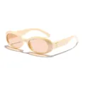 Retro oval sunglasses with cream frame and peach lenses for a vintage fashion look - Cream Frame Tea Lens