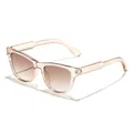 Eleganti occhiali da sole quadrati con montatura color pesca trasparente. - Montatura Champagne Lente Tè