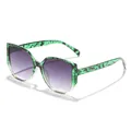 Fashionable square sunglasses with green tortoiseshell frames and purple gradient lenses - Green Tortoise Double Brown Lens
