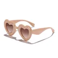 Stylish children's heart-shaped retro sunglasses in beige featuring UV protection - Nude Pink Double Tea