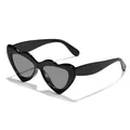 Stylish children's heart-shaped sunglasses in glossy black finish for outdoor play - Black Frame Grey Lens