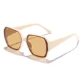 Übergroße quadratische Sonnenbrille mit cremefarbenem Rahmen und bernsteinfarbenen Gläsern. - Off-White Rahmen Verlaufs-Tee Linsen