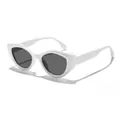 Vintage irregular white cat-eye sunglasses with UV protection for men and women - White Frame Gray Lens