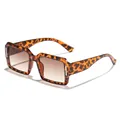 Vintage Oversize Sonnenbrille mit quadratischem Schildpattrahmen und braunem Verlauf - Schildpatt Rahmen Teefarben Verlauf Linse (97165)