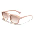 Steampunk sunglasses with pink frame and ocean gradient lenses for fashion sun protection. - Orange Pink Frame Gradient Tea Lens