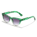 Occhiali da sole quadrati alla moda con motivo a farfalla verde e lenti sfumate viola - Montatura Trasparente Verde Lente Grigia