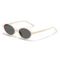 Vintage ovale zonnebril met klein montuur in crème beige met donker glas - Crèmewit Grijze Lens