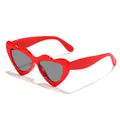 Vibrant red heart-shaped sunglasses for children featuring protective dark lenses - Red Frame Grey Lens