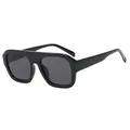Chic black square aviator sunglasses with a thick frame for stylish outdoor sun protection - Black Frame Grey Lens