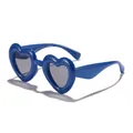 Children heart shaped sunglasses in royal blue retro style for UV protection - Blue Frame Grey Lens