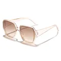 Übergroße pfirsichfarbene Sonnenbrille mit braunen Verlaufsgläsern und UV400-Schutz - Champagner Rahmen Tee Verlauf Gläser