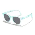 Faltbare Kinder-Sonnenbrille mit rundem Rahmen in mintblauem, transparentem Look - Faltbarer Rundrahmen (3017) / Mattblauer Rahmen Graue Gläser