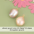 Pendente di perla barocca naturale con filo riempito in oro 18 carati, 12,3x11,6 mm. - Perla Barocca Irregolare (MH0606AS)