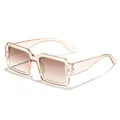 Cyberpunk-Sonnenbrille mit quadratischem Rahmen in Champagner und braunem Verlauf. - Champagner Rahmen Teefarben Verlauf Linse (97165)