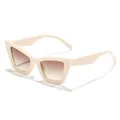 Lunettes de soleil œil de chat rétro avec monture crème et verres dégradés marron - Style Œil de Chat Oversize (98097) / Monture Blanc Cassé Verres Double Thé