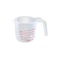 250ml transparent food grade plastic measuring cup with handle and red metric scale - 250 ml