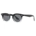 Retro oval sunglasses featuring a black to clear gradient frame and rice nail accents - Black Gradient Gray Lens