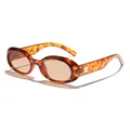 Stylish retro oval sunglasses featuring tortoise shell frames and premium tea lenses - Tortoise Frame Tea Lens