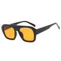 Modern square aviator sunglasses with a bold black frame and bright orange lenses - Black Frame Orange Lens