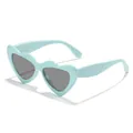 Kids heart-shaped sunglasses in mint blue candy color with grey lenses for outdoor wear. - Blue Frame Grey Lens