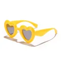 Stylish yellow heart-shaped children's sunglasses featuring UV protection lenses for kids - Yellow Frame Grey Lens