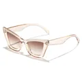 Lunettes de soleil œil de chat stylées pour femmes avec monture champagne transparente - Style Œil de Chat Oversize (98097) / Monture Champagne Verres Thé Dégradés