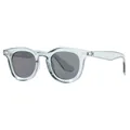 Retro oval sunglasses featuring a transparent light blue frame and gray lenses. - Translucent Grey Frame Grey Lens