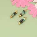 Colgantes bohemios de turquesa natural y piedra gris para crear joyas DIY únicas - Colgante de Piedra Azul-Verde/Negro (MI2412S) / 1 Pieza