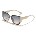 Stijlvolle veelhoekige zonnebril voor dames met beige montuur en gradiëntglazen - Beige Thee Frame Grijs Thee Lens