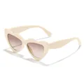 Trendy heart-shaped kids sunglasses in cream color with gradient lenses. - Off-white Frame Double Tea Lens