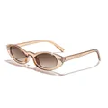 Vintage γυαλιά ηλίου cat eye με διαφανή μικρό σκελετό σε σαμπανιζέ χρώμα για γυναίκες - Σκελετός Σαμπανιζέ Διπλό Φακό Τσαγιού