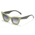 Lunettes de soleil œil de chat surdimensionnées vert clair pour femmes style tendance - Style Œil de Chat Oversize (98097) / Monture Verte / Double Gris