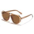 Vintage γυαλιά ηλίου aviator με καφέ ακανόνιστο σκελετό διπλής γέφυρας και φακούς - Διαφανές Σκούρο Τσάι Πλαίσιο Φακός Τσαγιού