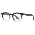 Retro oval sunglasses featuring black to clear ombre frames and diamond stud accents - Black and Transparent Frame Blue Light Blocking