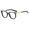 Premium-Herren-Sonnenbrille UV400 mit klassischem schwarzem Rahmen und goldenen Bügeln - Matt Schwarz Gold Rahmen Klare Linse